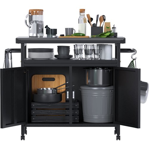 Professional Black BBQ Cart Prep station 2 Doors 775x360x810mm | Stalwart DA-SART246