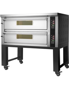Commercial Pizza oven with stand Electric 2 chambers 9+9 pizzas x 33cm 450°C Digital controls 16.8kW 400V | Stalwart DA-PS802DIG