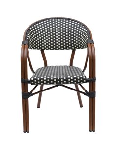Bistro Rattan Chair Double Tube Aluminium Brown &amp Wood finish | Stalwart DA-ZF2000C 2