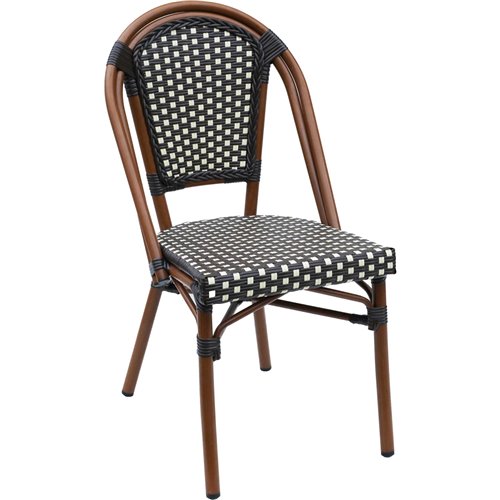 Bistro Rattan Chair Aluminium Brown &amp Wood finish | Stalwart DA-ZF2003C