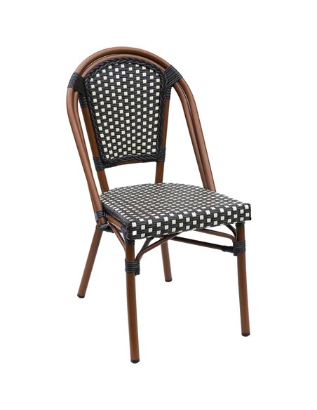 Bistro Rattan Chair Aluminium Brown &amp Wood finish | Stalwart DA-ZF2003C