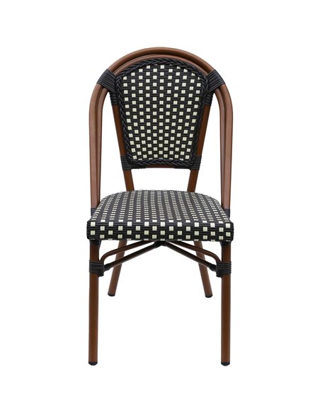Bistro Rattan Chair Aluminium Brown &amp Wood finish | Stalwart DA-ZF2003C