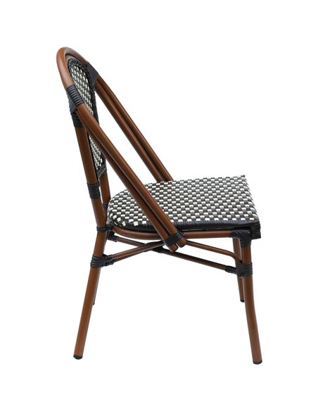 Bistro Rattan Chair Aluminium Brown &amp Wood finish | Stalwart DA-ZF2003C