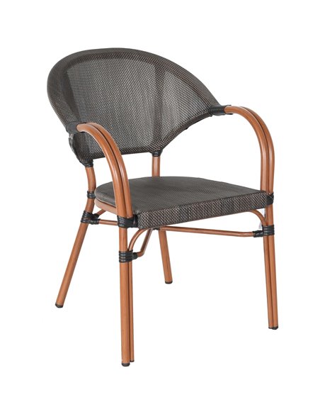 Bistro Teslin Chair Double Tube Aluminium Wood finish| Stalwart DA-ZF3022CWOOD