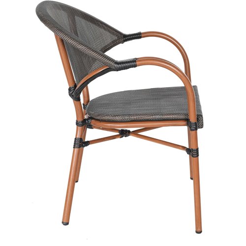 Bistro Teslin Chair Double Tube Aluminium Wood finish| Stalwart DA-ZF3022CWOOD