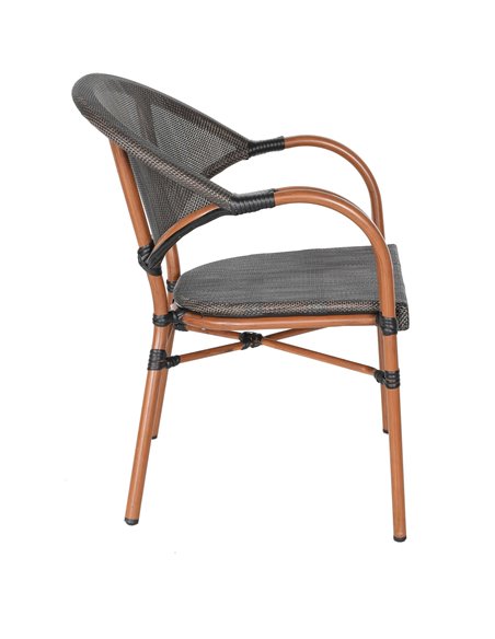 Bistro Teslin Chair Double Tube Aluminium Wood finish| Stalwart DA-ZF3022CWOOD