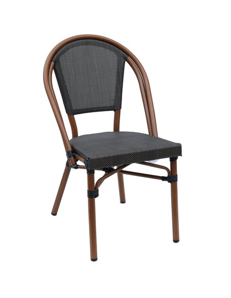 Bistro Teslin Chair Aluminium Brown &amp Wood | Stalwart DA-ZF3006CWOOD