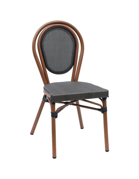 Bistro Teslin Chair Aluminium Brown &amp Wood | Stalwart DA-ZF3007CBROWNWOOD