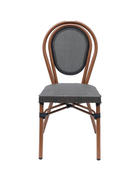 Bistro Teslin Chair Aluminium Brown &amp Wood | Stalwart DA-ZF3007CBROWNWOOD