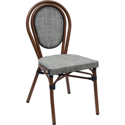 Bistro Teslin Chair Aluminium Beige &amp Wood | Stalwart DA-ZF3007CBEIGEWOOD