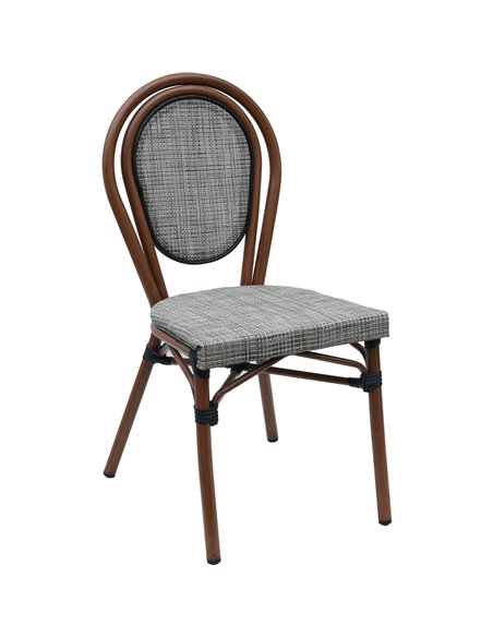 Bistro Teslin Chair Aluminium Beige &amp Wood | Stalwart DA-ZF3007CBEIGEWOOD