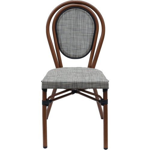 Bistro Teslin Chair Aluminium Beige &amp Wood | Stalwart DA-ZF3007CBEIGEWOOD