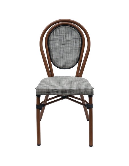Bistro Teslin Chair Aluminium Beige &amp Wood | Stalwart DA-ZF3007CBEIGEWOOD