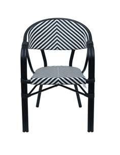 Bistro Teslin Chair Double Tube Aluminium Black &amp White | Stalwart DA-ZF3004CBLACK