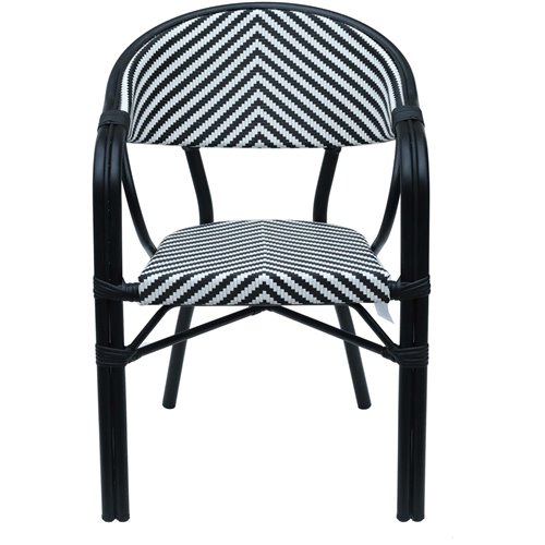 Bistro Teslin Chair Double Tube Aluminium Black &amp White | Stalwart DA-ZF3004CBLACK