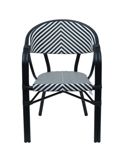 Bistro Teslin Chair Double Tube Aluminium Black &amp White | Stalwart DA-ZF3004CBLACK