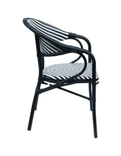 Bistro Teslin Chair Double Tube Aluminium Black &amp White | Stalwart DA-ZF3004CBLACK 2