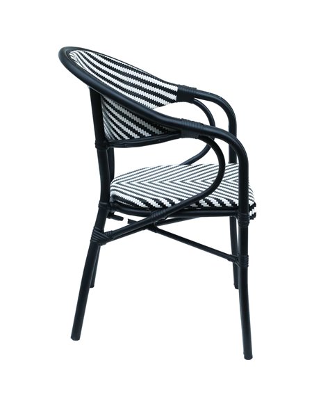 Bistro Teslin Chair Double Tube Aluminium Black &amp White | Stalwart DA-ZF3004CBLACK