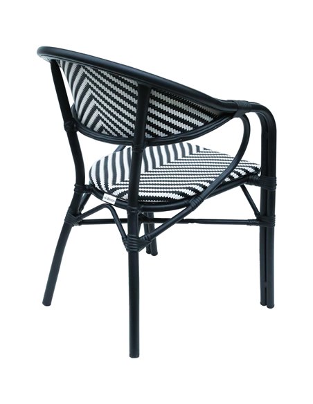 Bistro Teslin Chair Double Tube Aluminium Black &amp White | Stalwart DA-ZF3004CBLACK