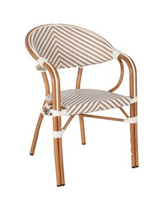 Bistro Teslin Chair Double Tube Aluminium White &amp Beige | Stalwart DA-ZF3004CWOOD
