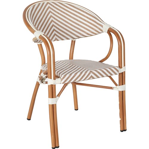 Bistro Teslin Chair Double Tube Aluminium White &amp Beige | Stalwart DA-ZF3004CWOOD