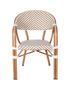 Bistro Teslin Chair Double Tube Aluminium White &amp Beige | Stalwart DA-ZF3004CWOOD 2