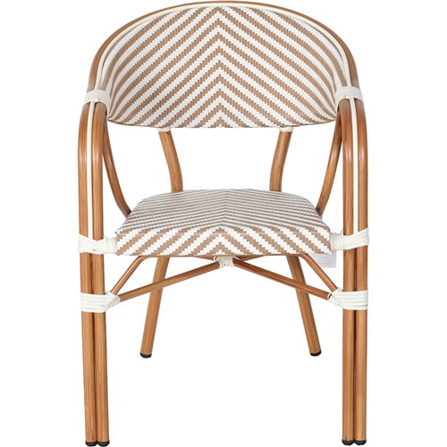 Bistro Teslin Chair Double Tube Aluminium White &amp Beige | Stalwart DA-ZF3004CWOOD