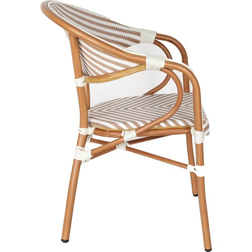 Bistro Teslin Chair Double Tube Aluminium White &amp Beige | Stalwart DA-ZF3004CWOOD