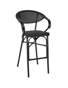 Textilene Outdoor High Barstool Aluminium Black | Stalwart DA- ZF3030CBLACK