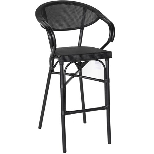 Textilene Outdoor High Barstool Aluminium Black | Stalwart DA- ZF3030CBLACK