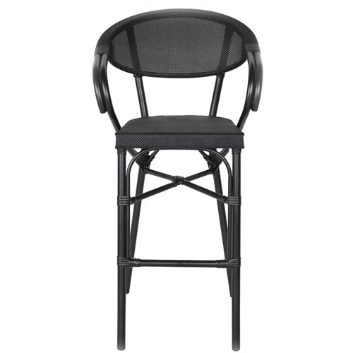Textilene Outdoor High Barstool Aluminium Black | Stalwart DA- ZF3030CBLACK
