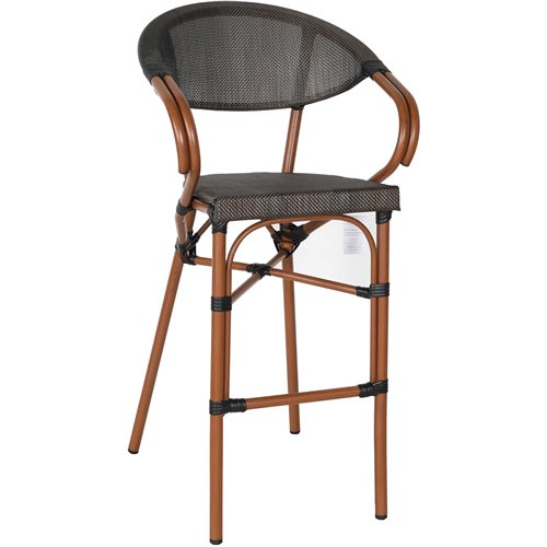 Textilene Outdoor High Barstool Aluminium Wood | Stalwart DA- ZF3030CWOOD
