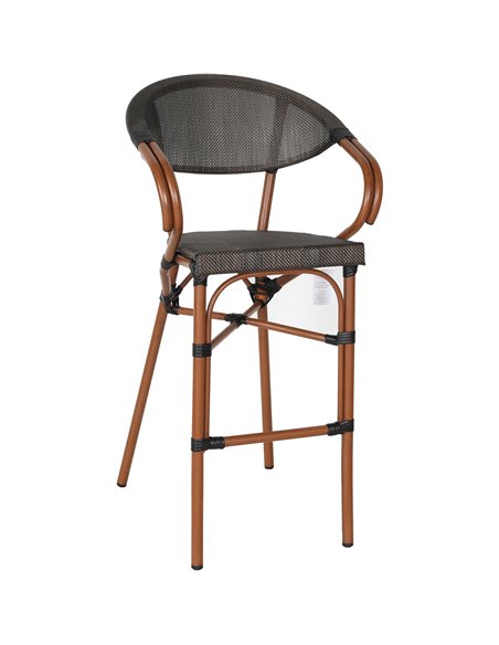 Textilene Outdoor High Barstool Aluminium Wood | Stalwart DA- ZF3030CWOOD