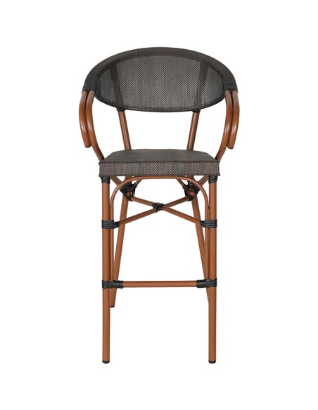 Textilene Outdoor High Barstool Aluminium Wood | Stalwart DA- ZF3030CWOOD