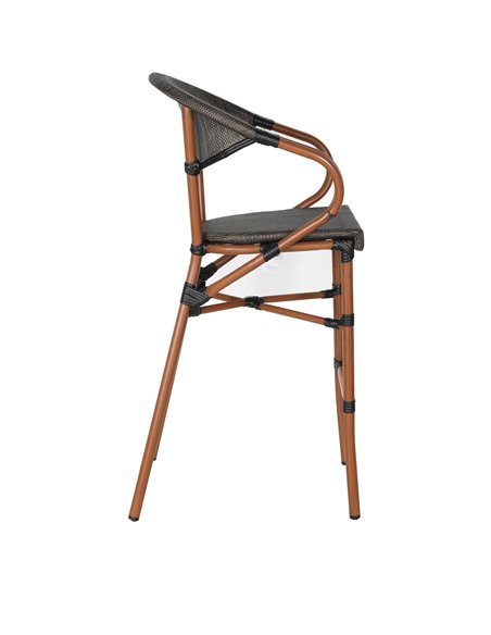 Textilene Outdoor High Barstool Aluminium Wood | Stalwart DA- ZF3030CWOOD