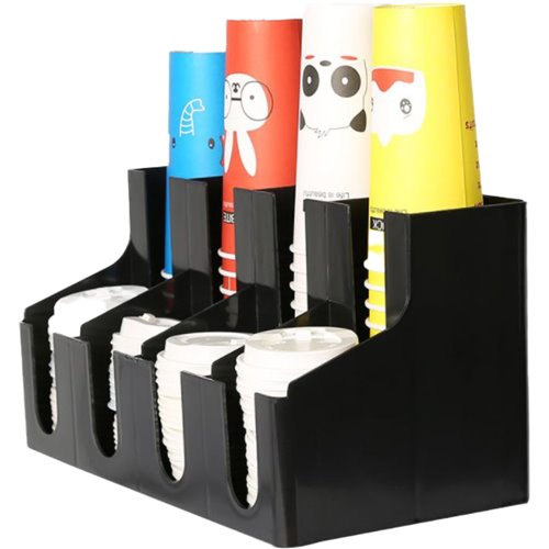 Black Cup Holder / Dispenser 4 Stacks | Stalwart DA-WQCS2
