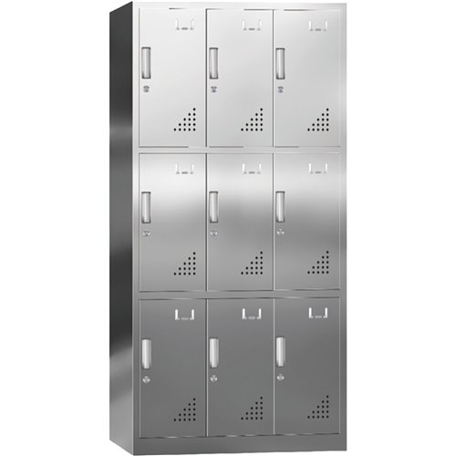 Commercial Stainless Steel 9 Door Locker 900x500x1800mm | Stalwart DA-MYSLC09