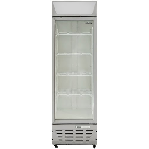 Commercial Display Refrigerator Upright 320 litres Hinged glass door LED canopy Grey | Stalwart DA-SCC327