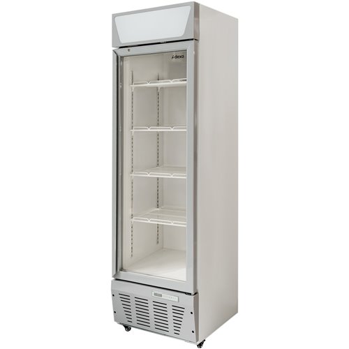 Commercial Display Refrigerator Upright 320 litres Hinged glass door LED canopy Grey | Stalwart DA-SCC327