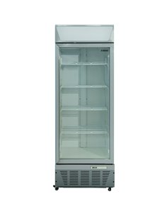 Commercial Display Refrigerator Upright 390 litres Hinged glass door LED canopy Grey | Stalwart DA-SCC387