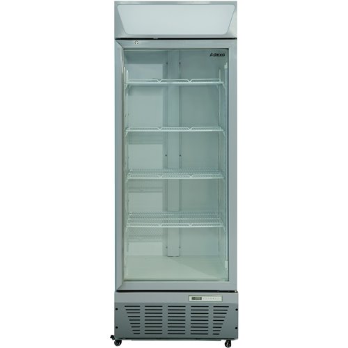 Commercial Display Refrigerator Upright 390 litres Hinged glass door LED canopy Grey | Stalwart DA-SCC387