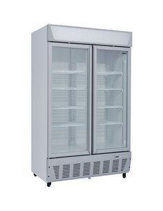 Commercial Display Refrigerator Upright 1020 litres Double Hinged glass door LED canopy Grey | Stalwart DA-SCC1127