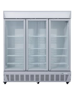 Commercial Display Refrigerator Upright 1580 litres Triple Hinged glass door LED canopy Grey | Stalwart DA-SCC1727
