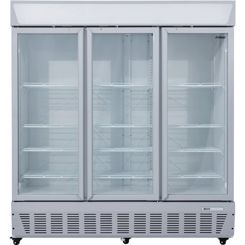 Commercial Display Refrigerator Upright 1580 litres Triple Hinged glass door LED canopy Grey | Stalwart DA-SCC1727