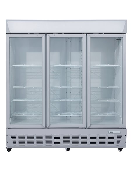 Commercial Display Refrigerator Upright 1580 litres Triple Hinged glass door LED canopy Grey | Stalwart DA-SCC1727