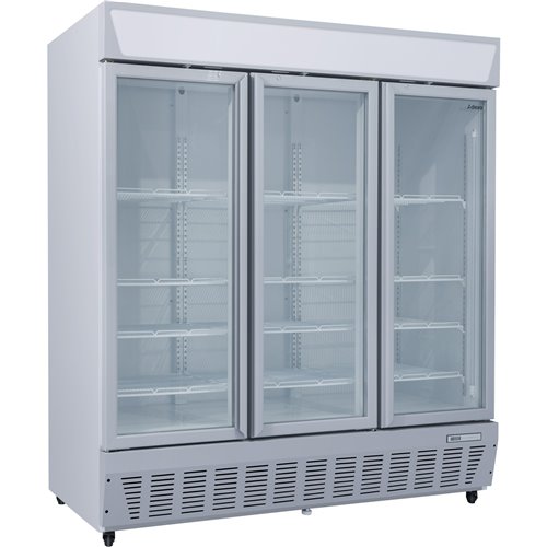 Commercial Display Refrigerator Upright 1580 litres Triple Hinged glass door LED canopy Grey | Stalwart DA-SCC1727