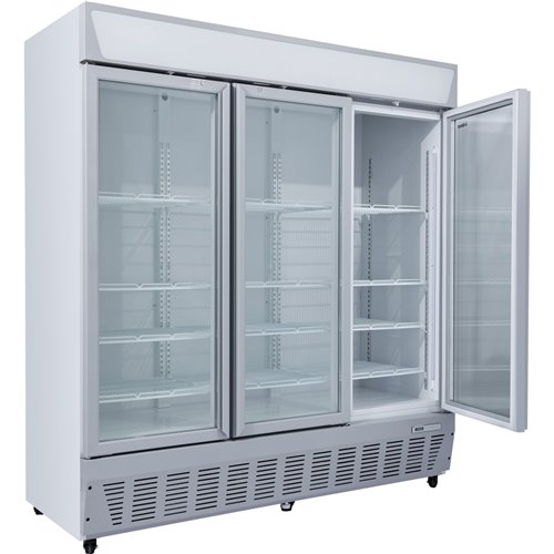 Commercial Display Refrigerator Upright 1580 litres Triple Hinged glass door LED canopy Grey | Stalwart DA-SCC1727
