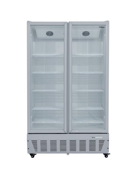 Commercial Refrigerator Upright 1020 litres Double Hinged glass doors Grey | Stalwart DA-SCF1127