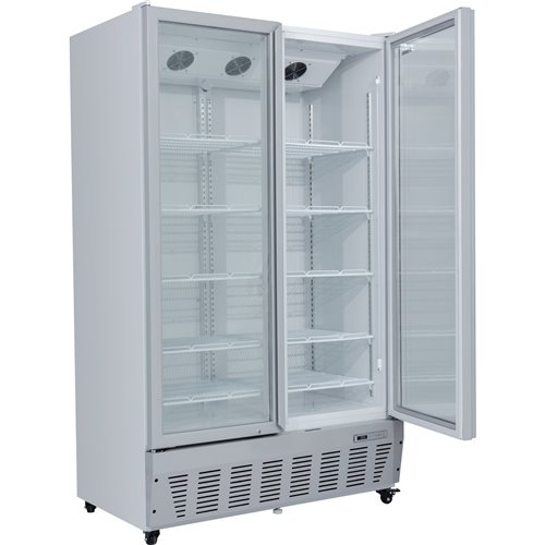 Commercial Refrigerator Upright 1020 litres Double Hinged glass doors Grey | Stalwart DA-SCF1127