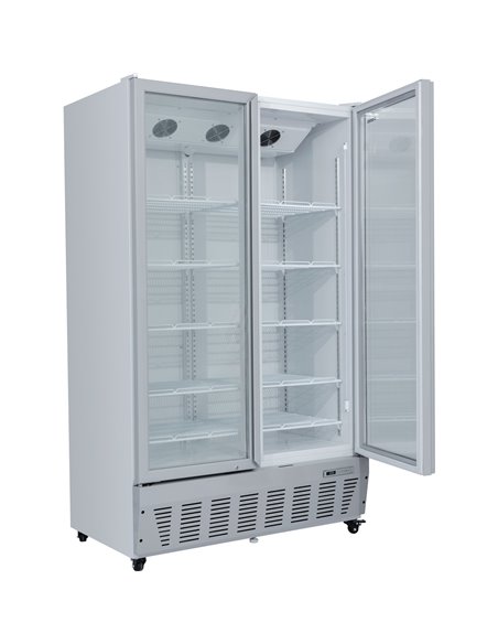 Commercial Refrigerator Upright 1020 litres Double Hinged glass doors Grey | Stalwart DA-SCF1127